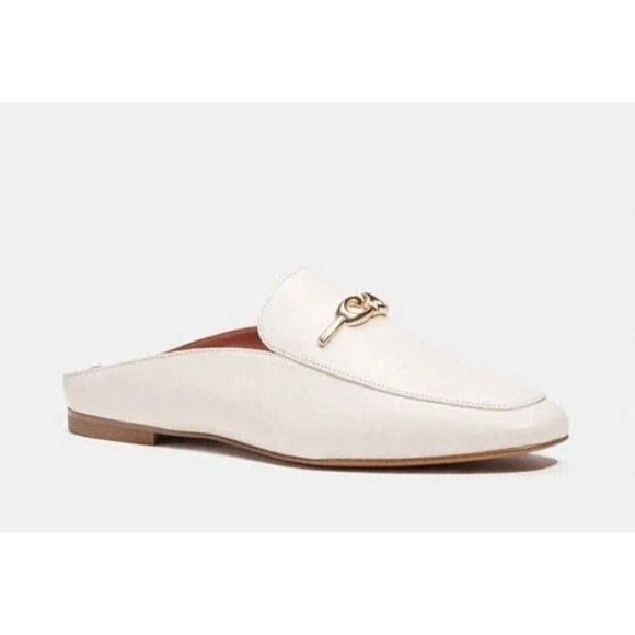 Coach Sienna Slide Loafers Shoes Women's Size 10 Color Chalk Leather Slip On - Picture 1 of 12